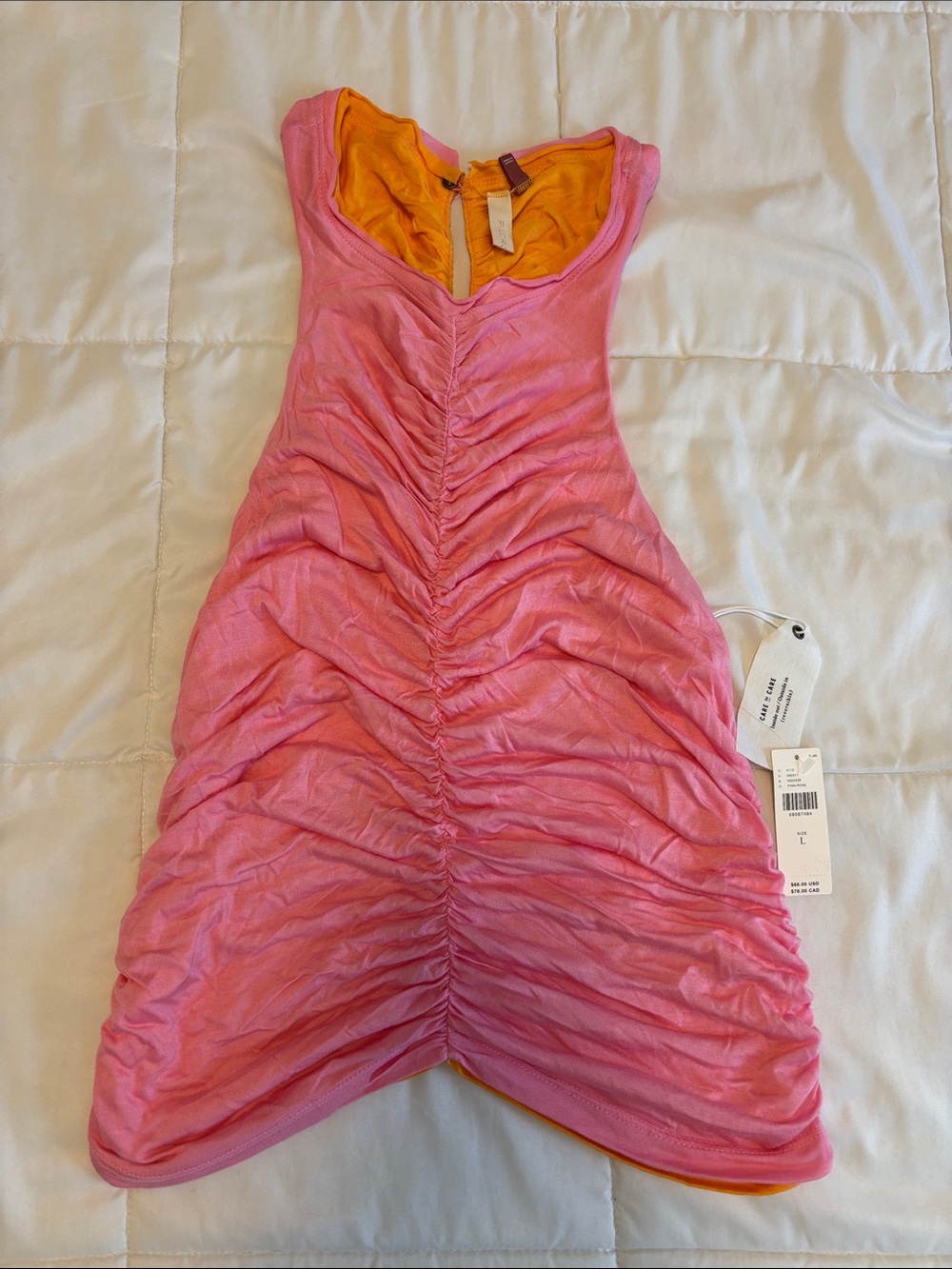 Anthropologie Pink Tank Top with Orange Lining